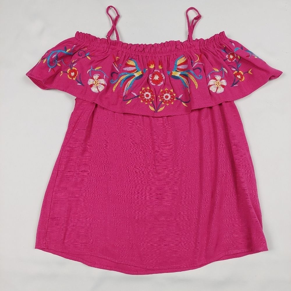 SAVANNA JANE PINK OFF SHOULDER EMBROIDERED TO SIZE SMALL
